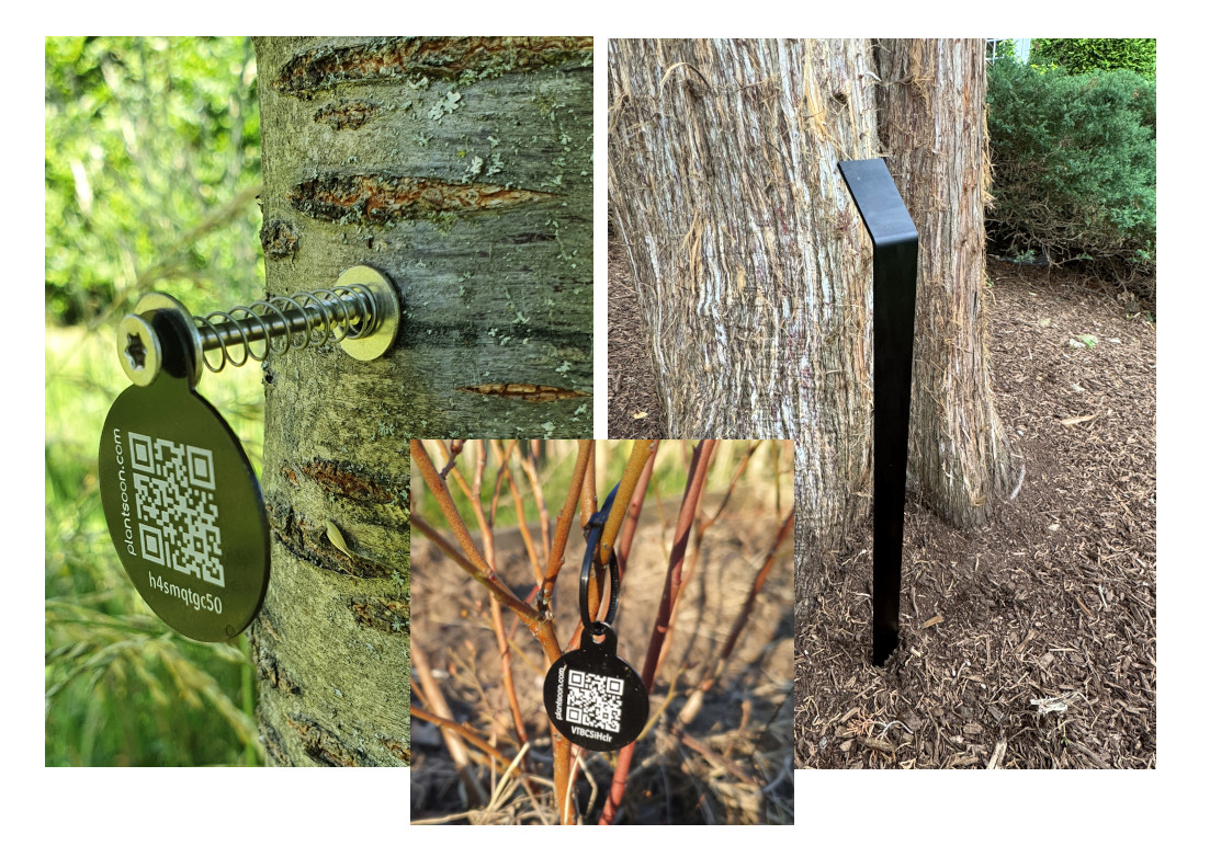 Interactive plant signs and tags mounting