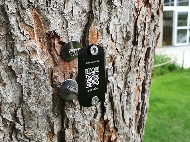 Plantsoon label with anti-ingrowth fixation